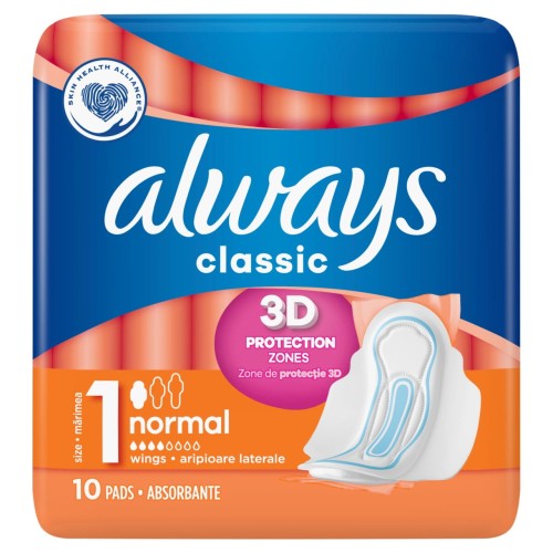 Always  Classic podpaski normal 4 krople 10 sztuk 8f9060c40b95971840b47aaed3ed8ff9