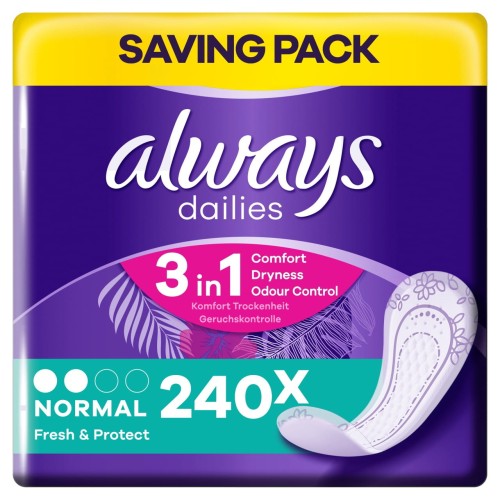 Always Dailies Fresh & Protect Normal Wkładki Higieniczne  60 szt 1397a68a4dedf57c492b35cdbc9e366a