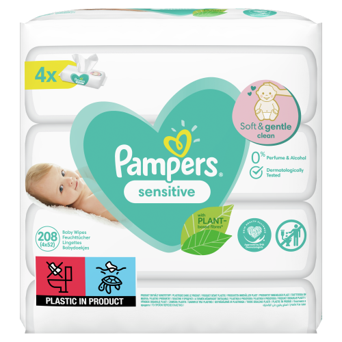 Pampers Sensitive Chusteczki 4 opakowania = 208 chusteczek af92e9cfeff4eb79cab632adb5e46f58