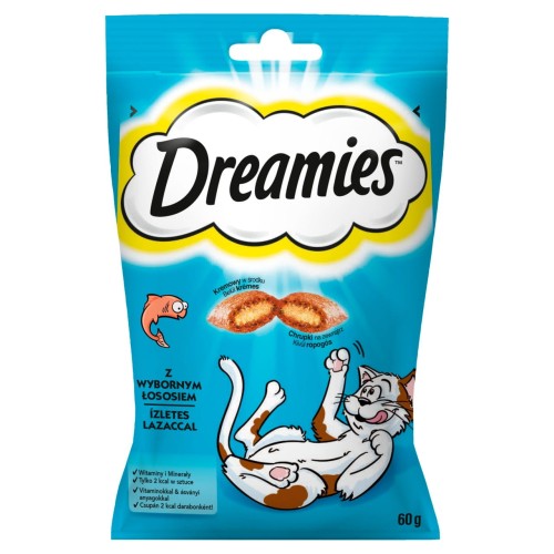 Dreamies z wybornym łososiem Karma uzupełniająca dla kotów i kociąt 60 g 4c2dad17990b63a24c46f148df11d39b