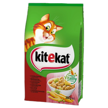 Kitekat z wołowiną i warzywami Karma pełnoporcjowa 300 g Kitekat z wołowiną i warzywami Karma pełnoporcjowa 300 g