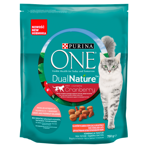 PURINA ONE DualNature Pełnoporcjowa karma dla dorosłych kotów z żurawiną 750 g 3826b45fa82cfe3d968ebec9e623e048