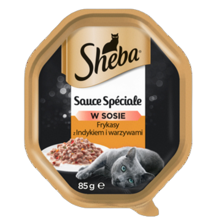 Sheba Sauce Spéciale Karma dla dorosłych kotów frykas z indykiem i warzywami 85 g Sheba Sauce Spéciale Karma dla dorosłych kotów frykas z indykiem i warzywami 85 g