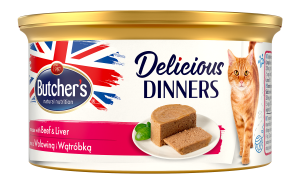 Butcher's Classic Delicious Dinners Karma dla dorosłych kotów mus z wołowiną i wątróbką 85 g