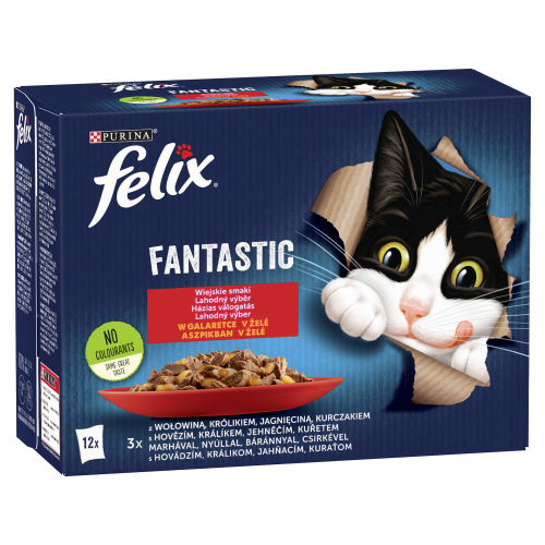 Felix Fantastic Karma dla kotów wiejskie smaki w galaretce 1.02 kg 12 x 85 g 28eb73f73705cb902f90e53b909c9f93