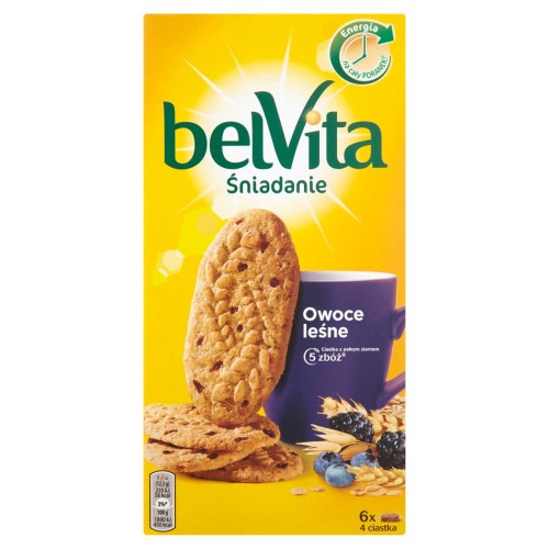 belVita Śniadanie Owoce leśne Ciastka z pełnym ziarnem 300 g 6 x 4 sztuki 84b607618f9dedf088821ea0350d5a48