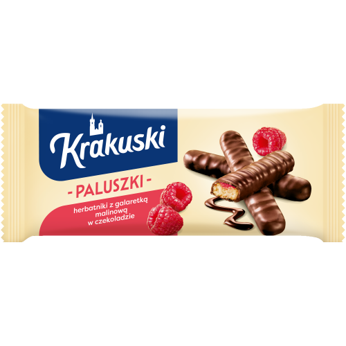 Krakuski Paluszki z galaretką malinową w czekoladzie 144 g