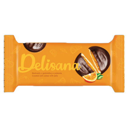 Delisana Biszkopty Z Galaretką O Smaku Pomarańczowym W Polewie Kakaowej 135 g Delisana Biszkopty Z Galaretką O Smaku Pomarańczowym W Polewie Kakaowej 135G