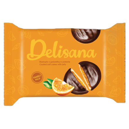 Delisana Biszkopty Z Galaretką O Smaku Pomarańczowym W Polewie Kakaowej 300 g Delisana Biszkopty Z Galaretką O Smaku Pomarańczowym W Polewie Kakaowej 300G