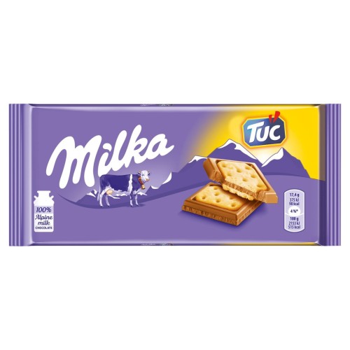 Milka Tuc Czekolada mleczna z mleka alpejskiego z solonymi krakersami 87 g 7e247e46b7686f338c1ad83af4cdb873