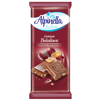 Alpinella Czekolada mleczna z bakaliami 90 g f24820285f81081a54d0f9d6e6b9e3c3