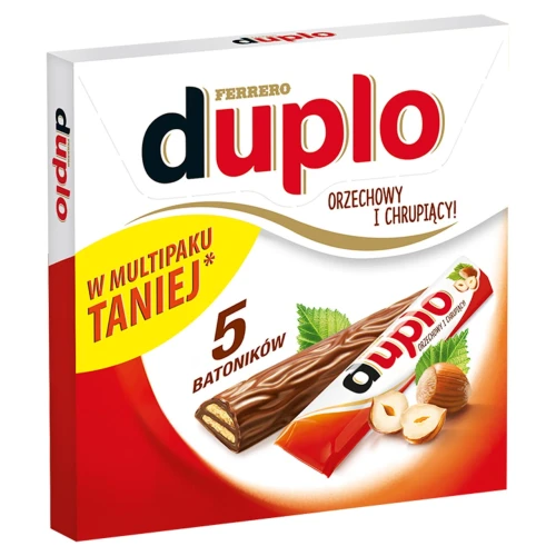Duplo Wafel z orzechowym nadzieniem pokryty mleczną czekoladą 91 g 5 batoników 8f6c81d04838f0e7b330e75097e756b1