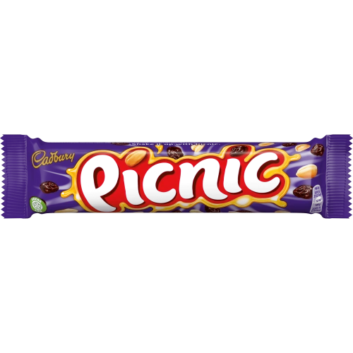 Cadbury Picnic Czekolada mleczna z karmelem orzeszkami ziemnymi chrupkami i winogronami 48,4 g 65885ad5b08c8511e593b0e6a7129eec