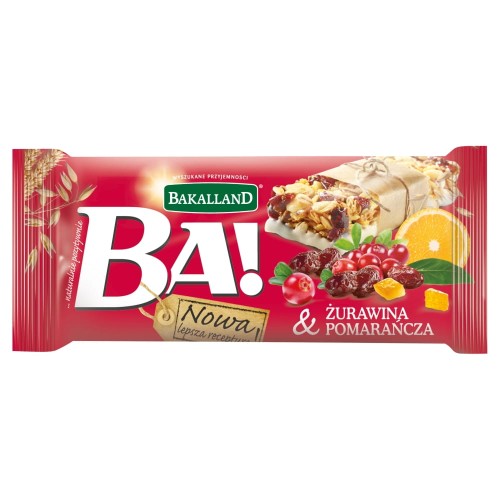 Bakalland Ba! Żurawina i pomarańcza Baton zbożowy 40 g a3f7b2b36ba494693d3831151f9bd371