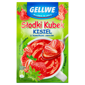 Gellwe Słodki Kubek Kisiel z kawałkami owoców truskawka 30 g d403f88761a6cc09cf03c7e908bd5921