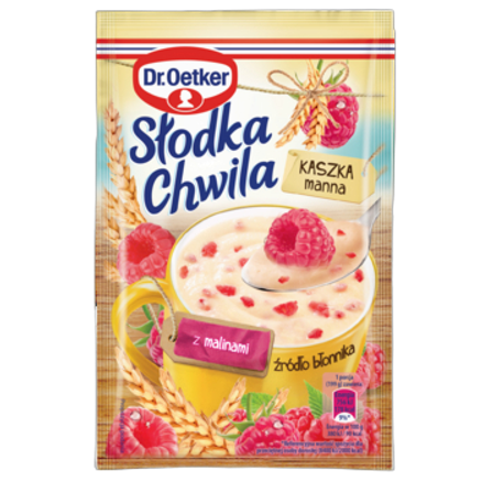 Dr. Oetker Słodka Chwila Kaszka Manna Malina 49 g Dr. Oetker Słodka Chwila Kaszka Manna Malina 49 g