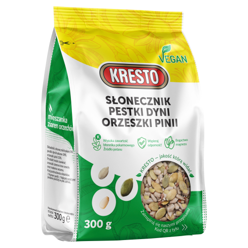 KRESTO Mieszanka ziaren i orzechów słonecznik pestki dyni orzeszki pinii 300 g 753a3b1fe80a0f6cdd30862c70806a82