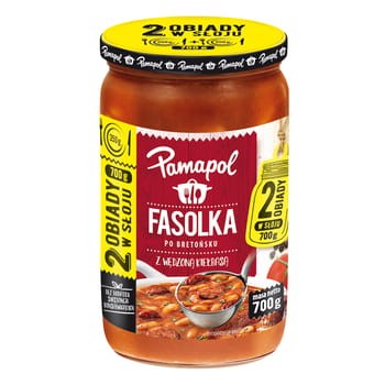 Fasolka Po Bretońsku Z Wędzoną Kiełbasą 700 g - Dwa Obiady W Słoju Pamapol 9302df94236f80a30714182cbb51841b