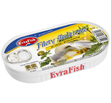 Evrafish filety śledziowe w oleju 170 g 10815592b3b640306101213aaa219b33