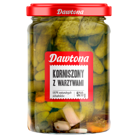 Dawtona Korniszony z warzywami 520 g 4b600affae6427060b6a93dc01420406
