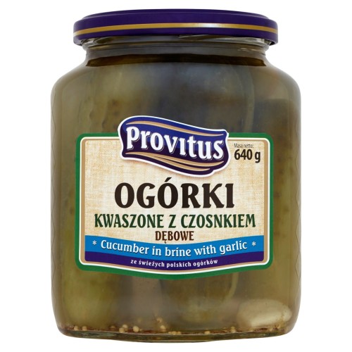 Provitus Ogórki kwaszone z czosnkiem dębowe 640 g f9c968f904e2147035f57678eb63252a