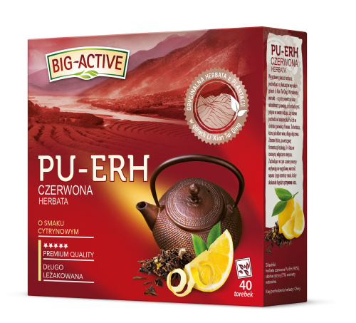 Big-Active Pu-Erh Herbata czerwona o smaku cytrynowym 72 g 40 torebek