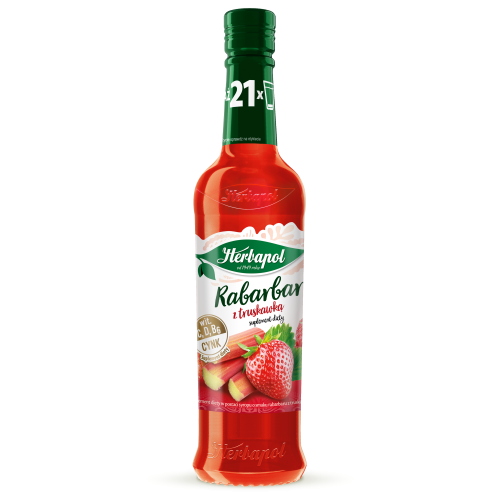 Herbapol Suplement diety syrop o smaku rabarbaru z truskawką 420 ml Herbapol Suplement diety syrop o smaku rabarbaru z truskawką 420 ml