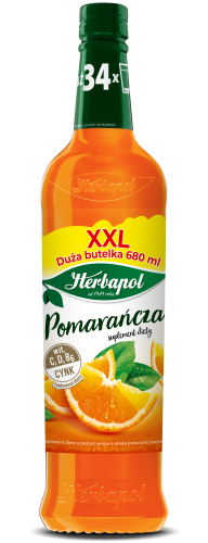 Herbapol Syrop Owocowy O Smaku Pomarańczowym Z Witaminą C. D. B6 I Cynk. 680Ml