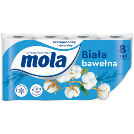 Papier toaletowy Mola white bawełniana 8 szt. Papier toaletowy Mola white bawełniana 8 szt.