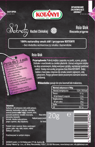 Kotányi Sekrety Kuchni Chińskiej Asia Wok Mieszanka przypraw 20 g