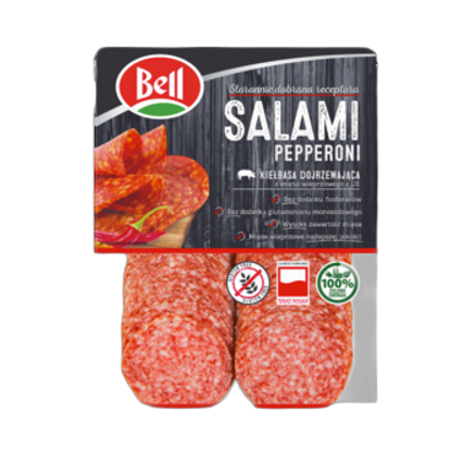 Salami dojrzewające pepperoni plastry Bell 100 g Salami dojrzewające pepperoni plastry Bell 100g