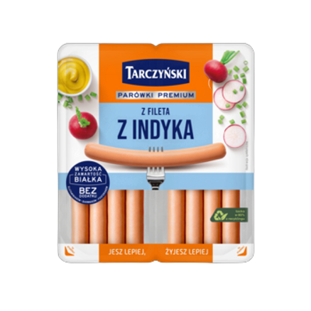 Tarczyński Parówki z fileta z indyka 160 g 2 x 80 g Tarczyński Parówki z fileta z indyka 160 g 2 x 80 g