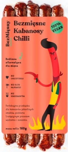 Bezmięsny Mięsny Wegańskie kabanosy chilli 160 g 08e8f1869b281a6b15ebdc90c652c412