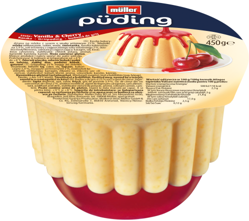 Muller puding z sosem o smaku wiśniowym 450 g 6e86c1e748f3ce8d5c89f13abb68b857