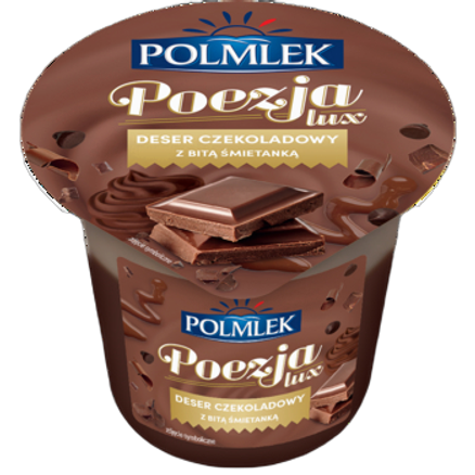 Polmlek Poezja Lux Deser mleczny czekoladowy z bitą śmietanką o smaku czekoladowym 180 g Polmlek Poezja Lux Deser mleczny czekoladowy z bitą śmietanką o smaku czekoladowym 180 g