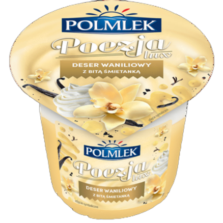 Polmlek Poezja Deser mleczny Lux waniliowy z bitą śmietanką waniliową 180 g Polmlek Poezja Deser mleczny Lux waniliowy z bitą śmietanką waniliową 180 g