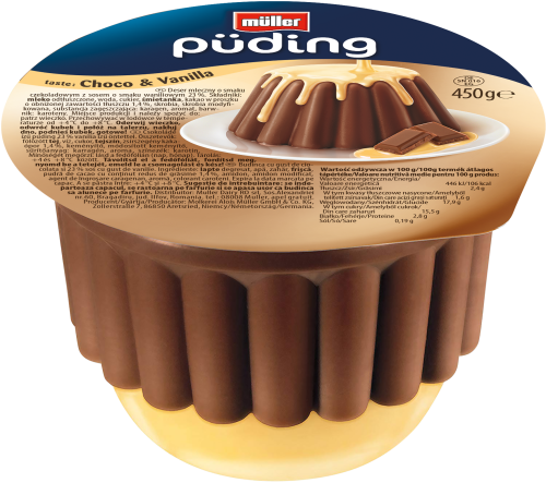 Müller Puding czekoladowy z sosem o smaku waniliowym 450 g 0597b21942a214f09a0f3f1c0571bced