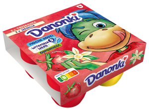 Danonki Mega truskawka smak waniliowy Twarożek 360 g 4 sztuki