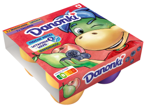 Danonki Mega brzoskwinia-gruszka jagoda Twarożek 360 g 4 sztuki