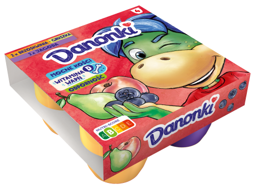 Danonki Mega brzoskwinia-gruszka jagoda Twarożek 360 g 4 sztuki