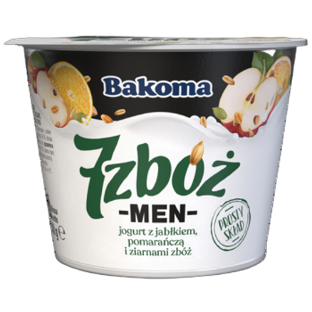 Bakoma 7 zbóż men jabłko-pomarańcza Jogurt 300 g Bakoma 7 zbóż men jabłko-pomarańcza Jogurt 300 g