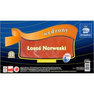 Suempol Łosoś atlantycki wędzony plastrowany 250 g 672a24abb1d7068ab8d2b9d7383f6095
