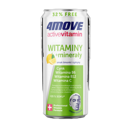4Move Active Vitamin Witalność Napój gazowany smak limonki i cytryny 330 ml 4Move Active Vitamin Witalność Napój gazowany smak limonki i cytryny 330 ml