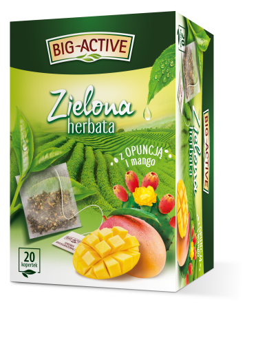Big-Active Herbata zielona z opuncją plus mango 34 g 20 torebek Big-Active Herbata zielona z opuncją plus mango 34 g 20 torebek