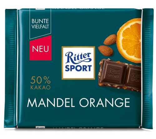 Ritter Sport Czekolada gorzka z migdałami i pomarańczą 100 g 83c51d0ef13b97e63bfe9fdcf382b632