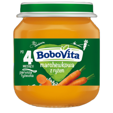 Zupka marchewkowa z ryżem po 4 miesiącu BoboVita 125 g Zupka marchewkowa z ryżem po 4 miesiącu BoboVita 125g