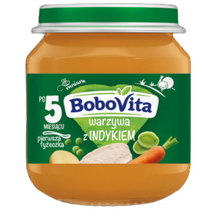 Obiadek warzywa z indykiem po 5 miesiącu BoboVita 125 g Obiadek warzywa z indykiem po 5 miesiącu BoboVita 125g