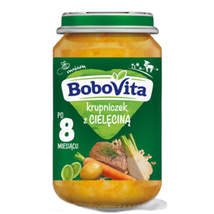 Zupka krupniczek z cielęciną po 8 miesiącu BoboVita 190 g Zupka krupniczek z cielęciną po 8 miesiącu BoboVita 190g
