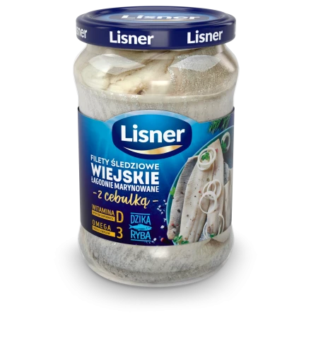 Śledź filety wiejskie z cebulką w oleju Lisner 600g