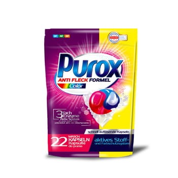 Purox anit fleck formel color 22 dwukomorowe kapsułki do prania 4cc0b8050bca7f16d21ad1aec1bba6e2